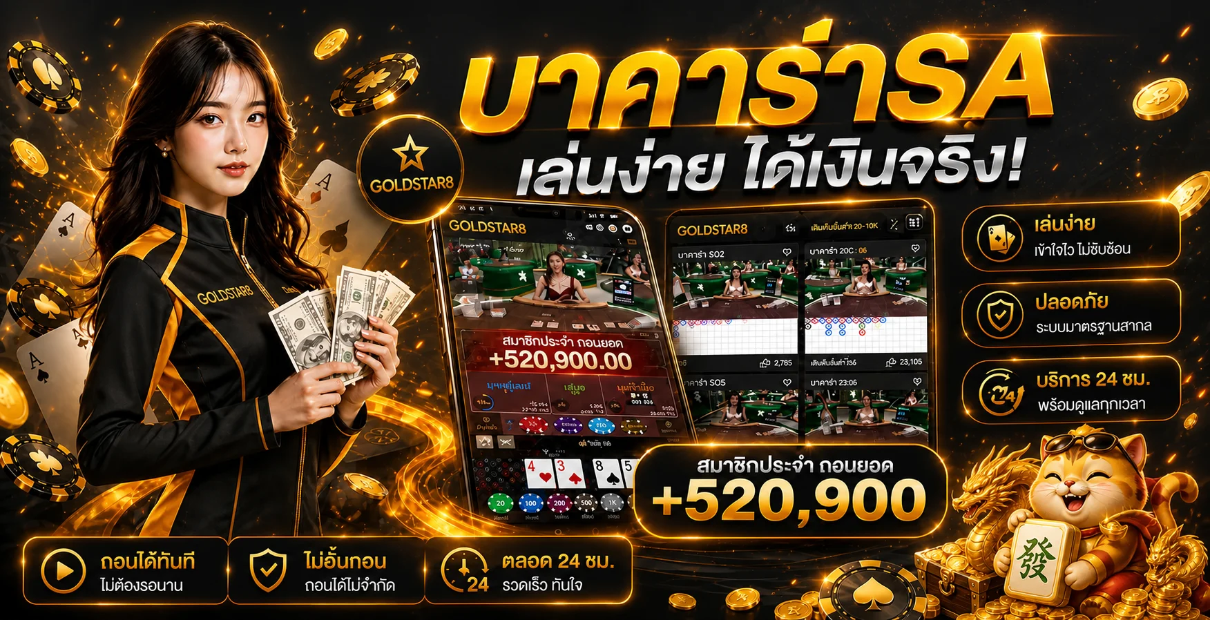 โปรโมชั่น GOLDSTAR8 สมัครสมาชิกใหม่ รับโบนัสต้อนรับและฝากถอนออโต้